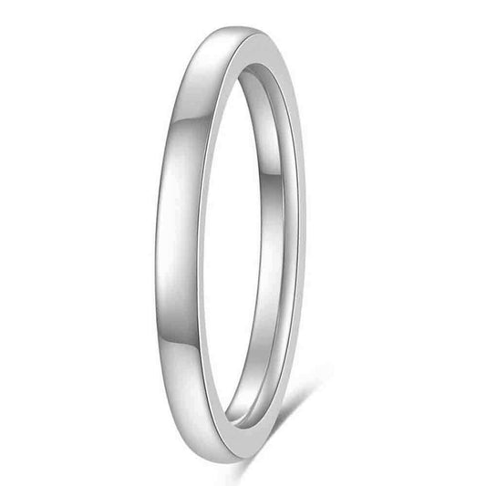 Silver-Tone Plain Band Ring, 2 mm, US Size 5